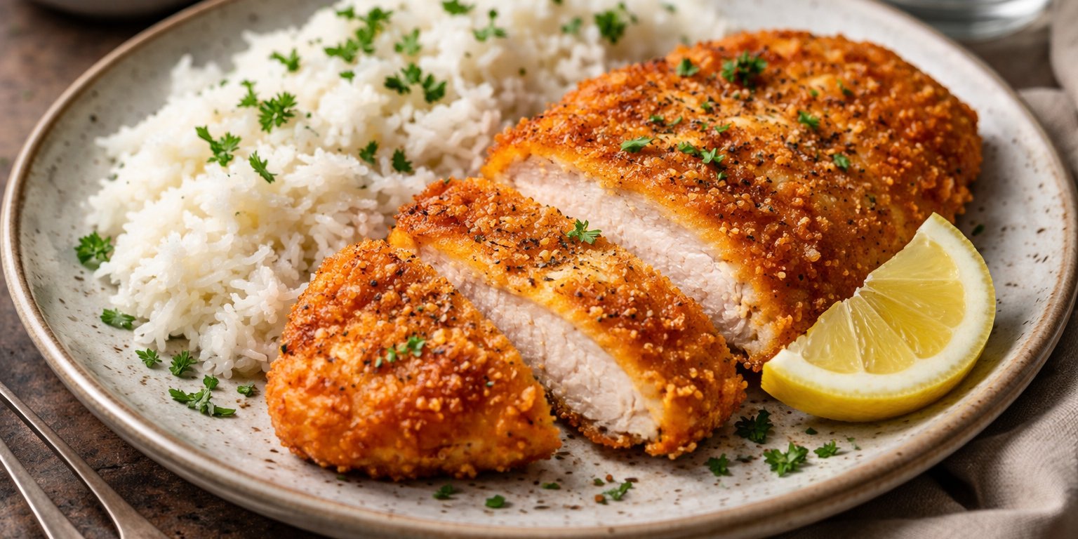 Hühnerschnitzel mit Reis