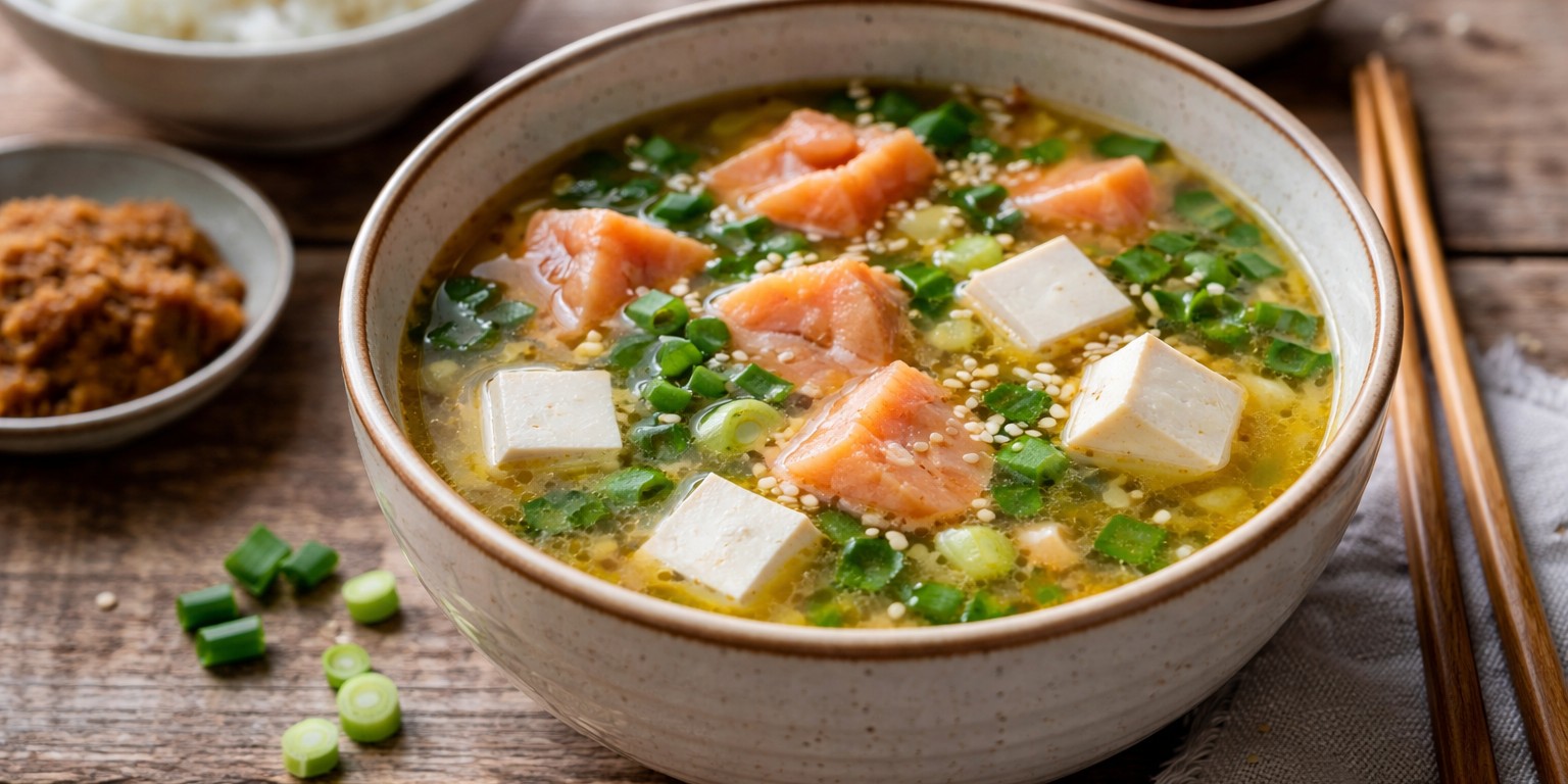 Japanische Lachs-Miso-Suppe
