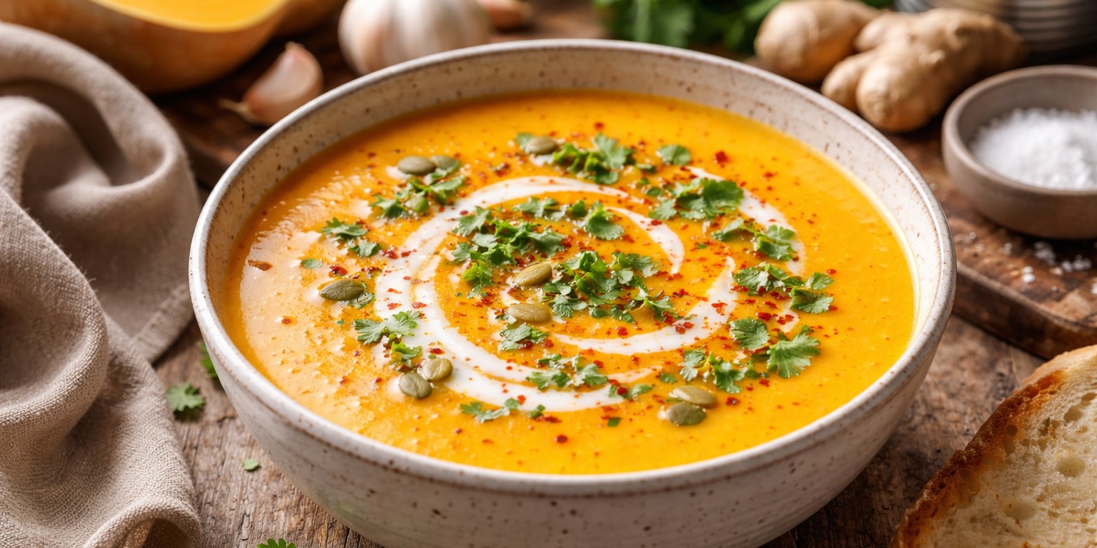 Butternuss-Kürbis-Suppe mit Kokosmilch