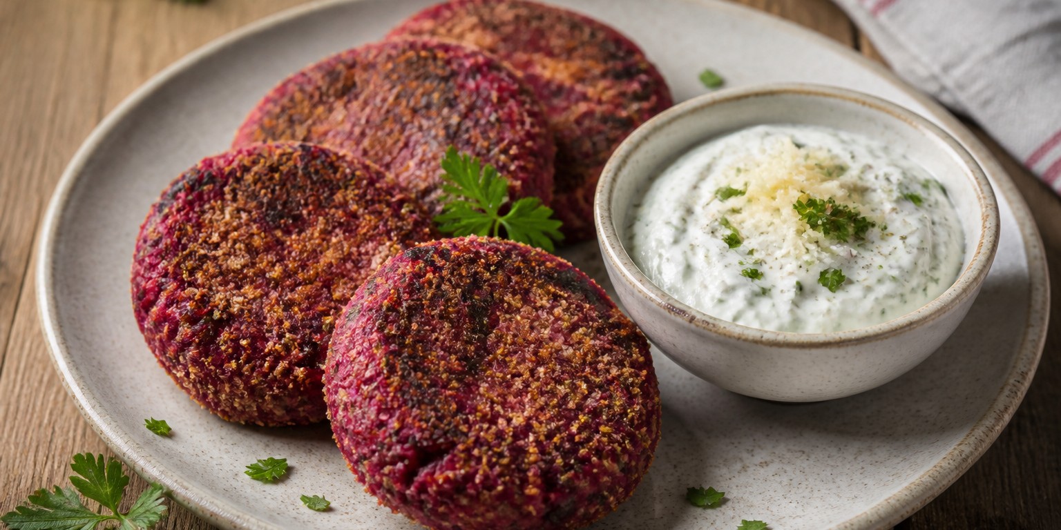 Rote-Rüben-Laibchen mit Dip